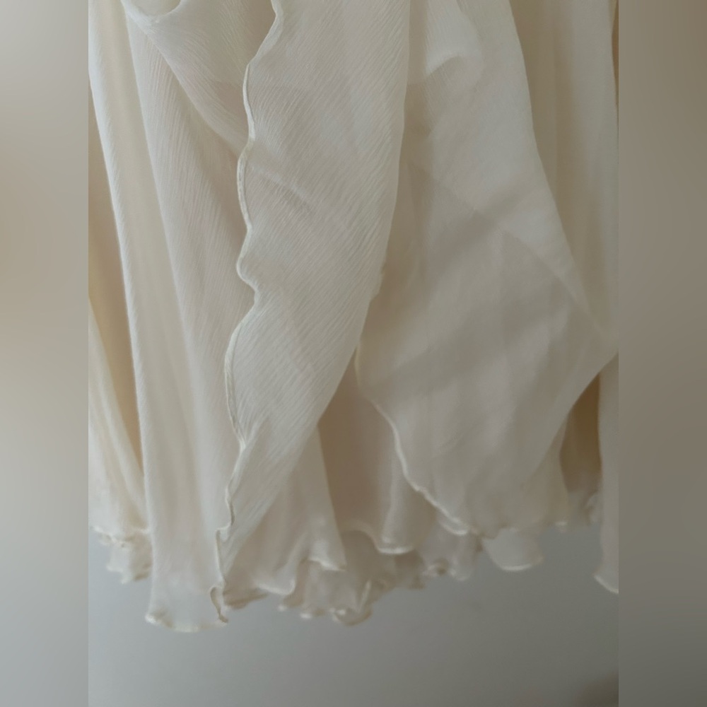 *SOLD* Vintage Cream Chiffon Maxi Skirt with Matching Faux Pearl Scarf - Picture 7 of 14